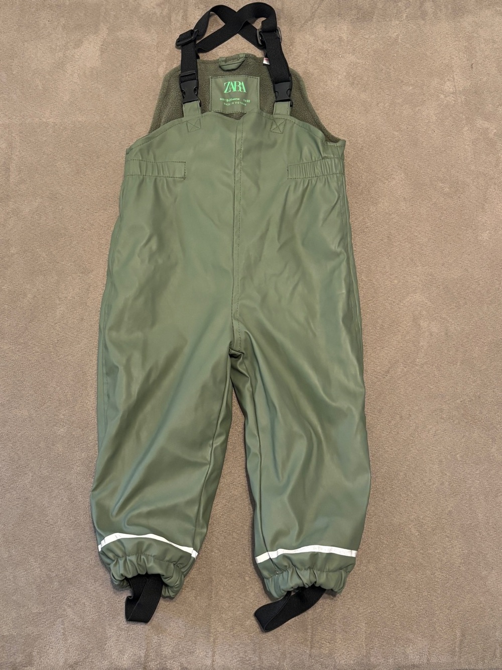 Zara Kids Olive Green Waterproof Overalls with Reflective Trim